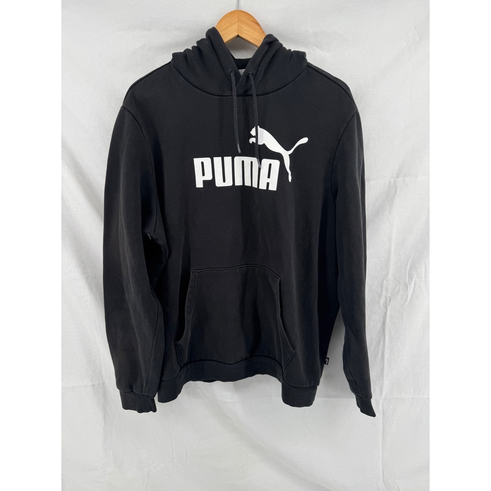 Puma Mens Essentials Big Logo Hoodie Black Pullover Fleece Sweatshirt XLT Tall